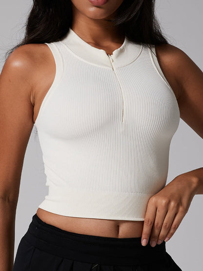 BUYCO female Ribbed Zipper Tank