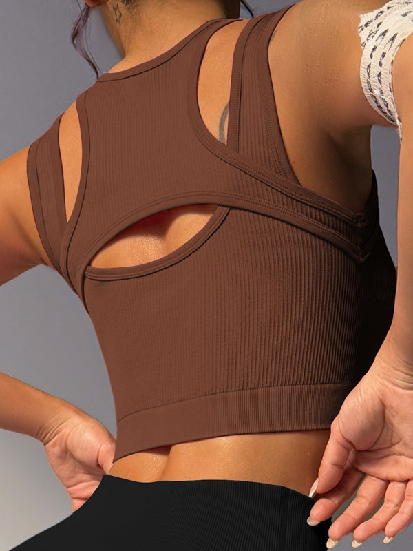 BUYCO Female Fitted Hollow Out Ribbed Quick Dry Tank