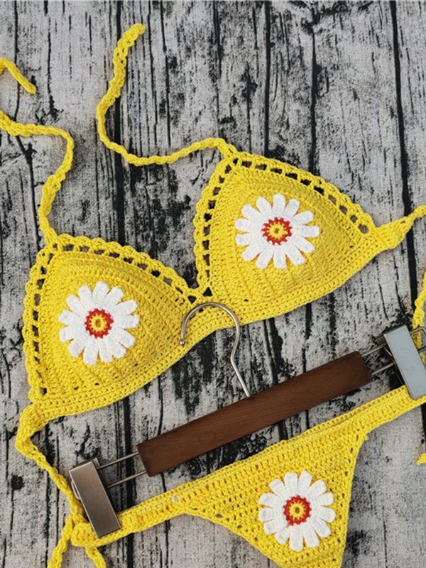 BUYCO Female Flower Hand-knitted Bikini Set