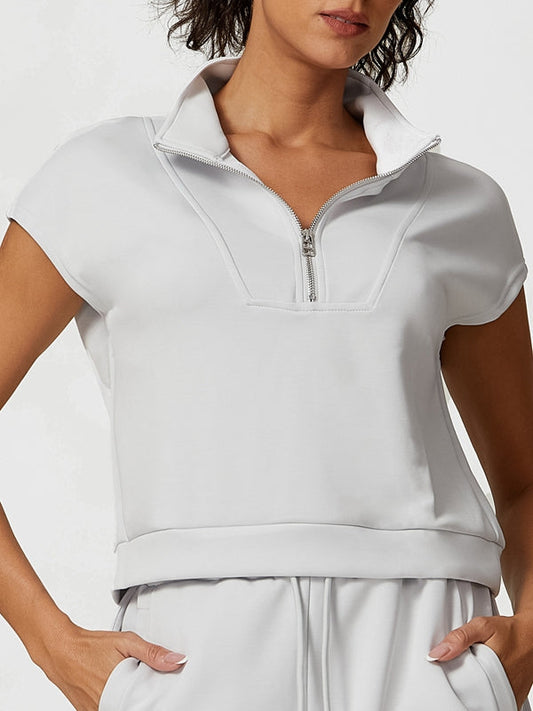 BUYCO Female Casual Stand Collar Short Sleeves