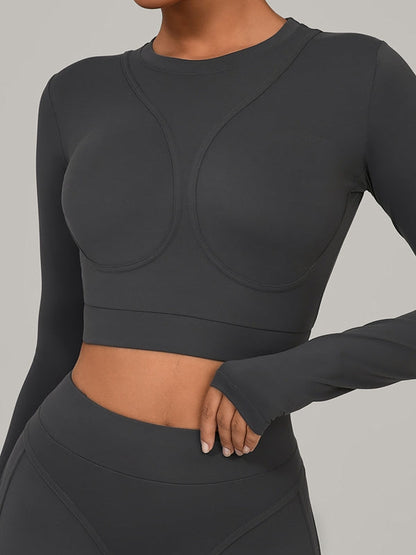 BUYCO Female Gather-breasts Thumbhole Long Sleeves