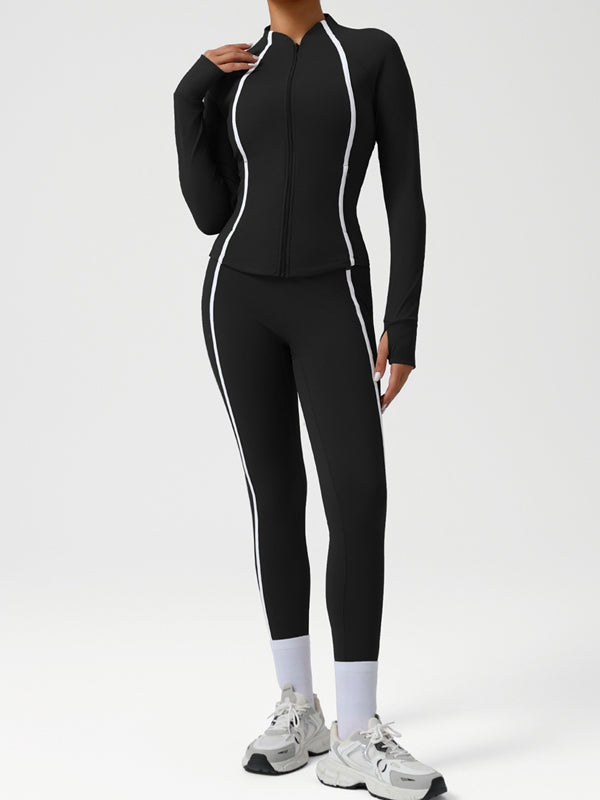 BUYCO Female Contrast Color Stripes Zipper Tracksuit