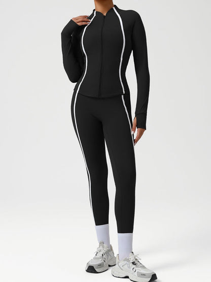 BUYCO Female Contrast Color Stripes Zipper Tracksuit