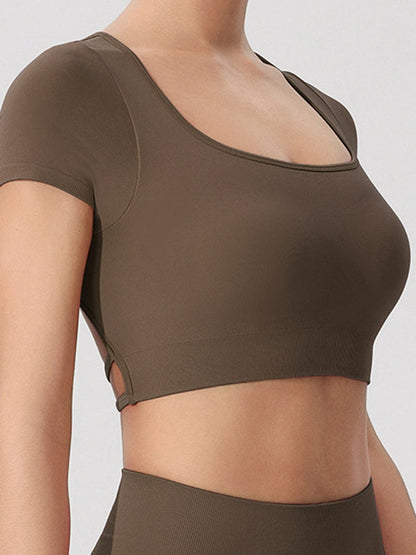 BUYCO Female Fitted Cross Back Cropped Short Sleeves
