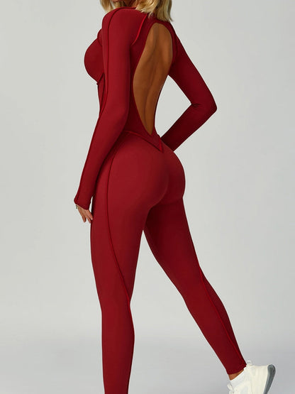 BUYCO Female Heart Backless Long Sleeves Jumpsuit