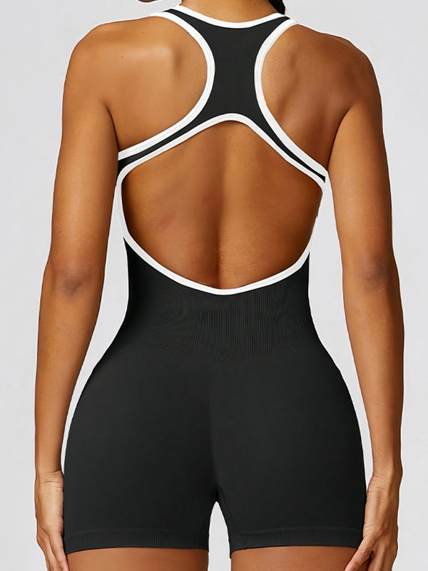 BUYCO Female Unique Contrast Color Hollow Out Romper