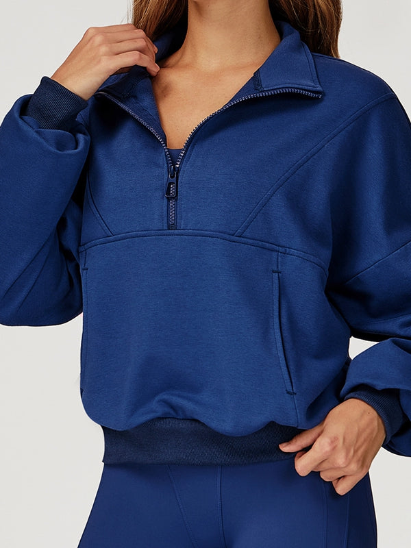 BUYCO Female Zipper Pocket Casual Hoodie