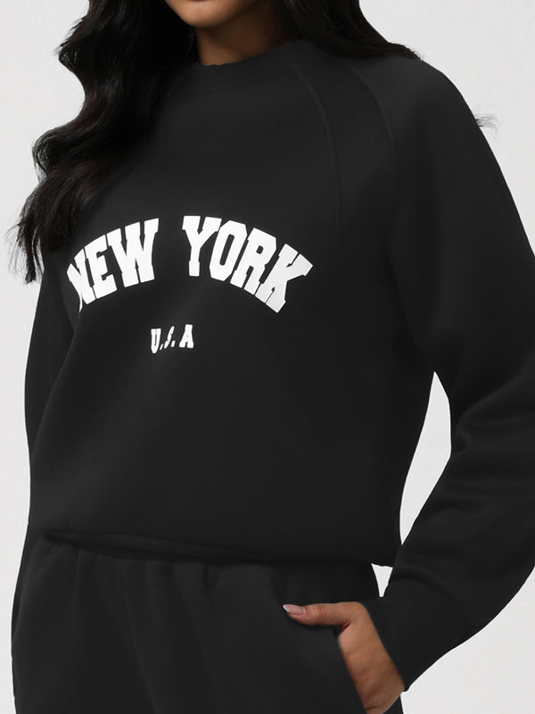 BUYCO Feamle Letters Print  Fleece Hoodie