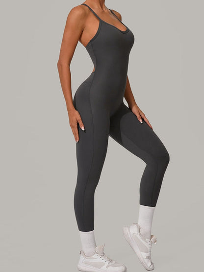 BUYCO Female Fitted Cross Back U Collar Jumpsuit