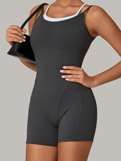 BUYCO Female Contrast Color Cross Back Push-Up Romper