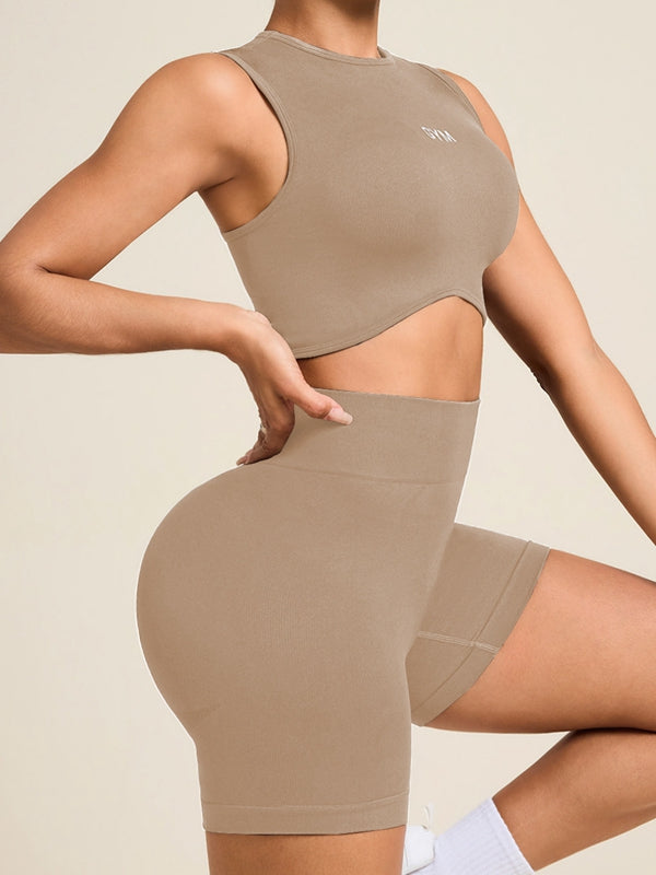 BUYCO Female Seamless Hip-lift Ruched Back Short Tracksuit