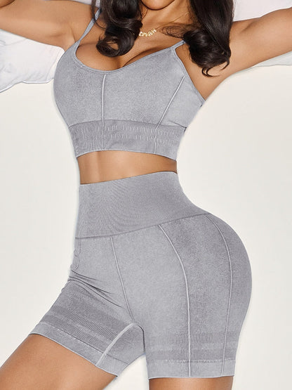 BUYCO Female Faux Denim Seamless Short Tracksuit