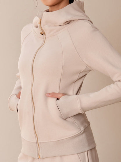 BUYCO Female Pocket Zipper With Hat Jacket