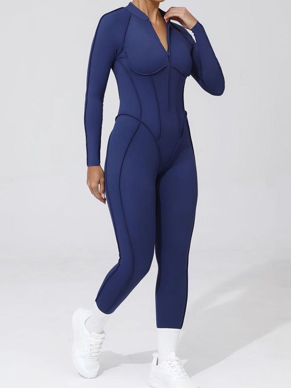 BUYCO Female Fitted Backless Zipper Ruched Back Jumpsuit