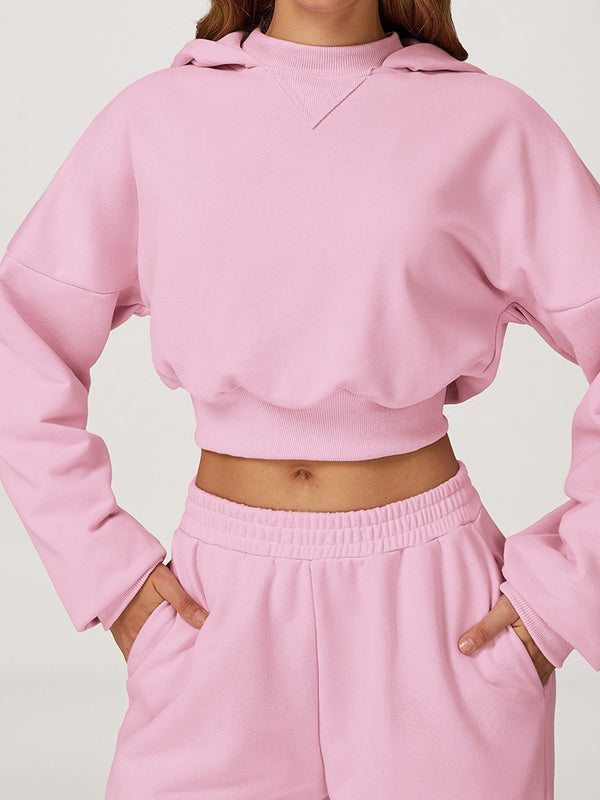 BUYCO Female Cropped With Hat Casual Hoodie