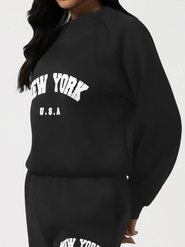 BUYCO Feamle Letters Print  Fleece Hoodie