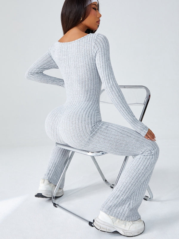 BUYCO Female Ribbed Flare Jumpsuit
