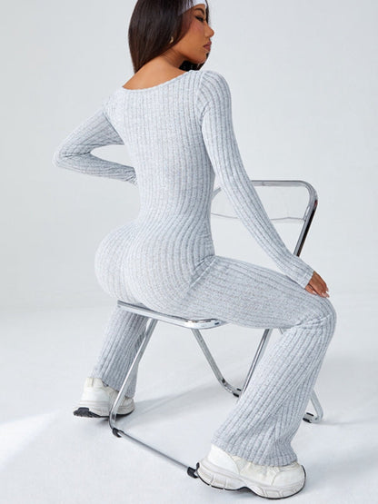 BUYCO Female Ribbed Flare Jumpsuit