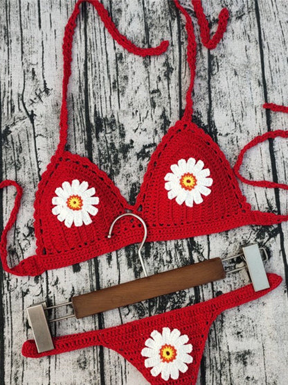 BUYCO Female Flower Hand-knitted Bikini Set