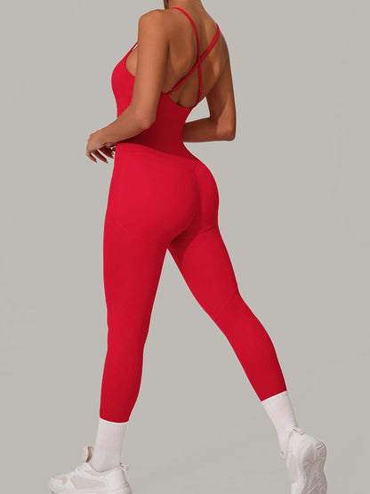 BUYCO Female Fitted Cross Back Push-Up Jumpsuit