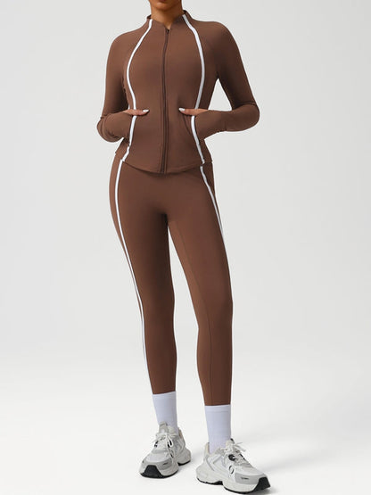 BUYCO Female Contrast Color Stripes Zipper Tracksuit