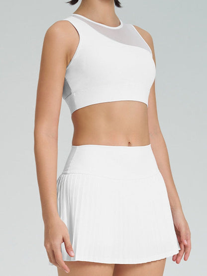 BUYCO Female Mesh Pleated 2 In 1 Tennis Skirts Suit