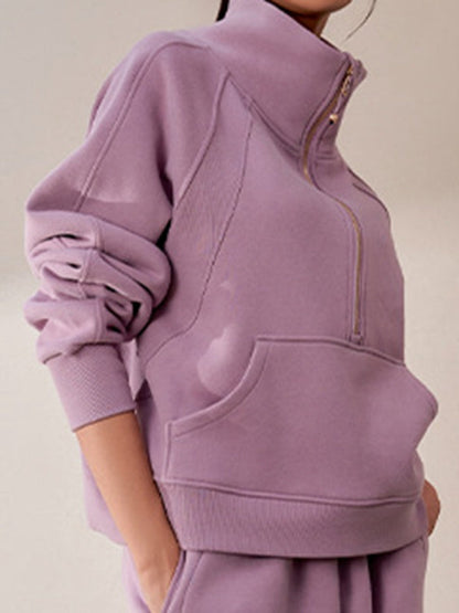 BUYCO Female Pocket Zipper Casual Hoodie