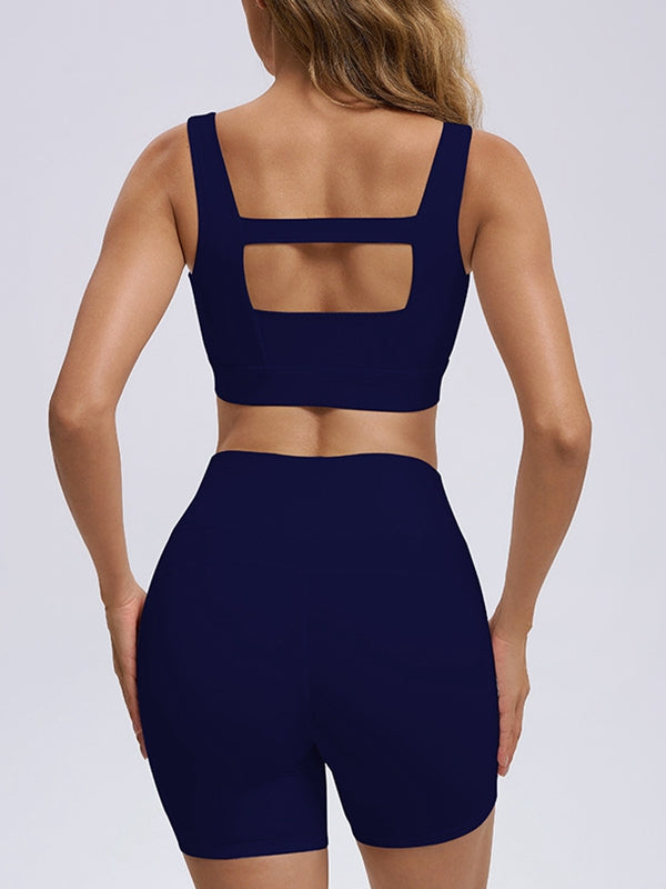 BUYCO Female Hollow Out Zipper Short Tracksuit