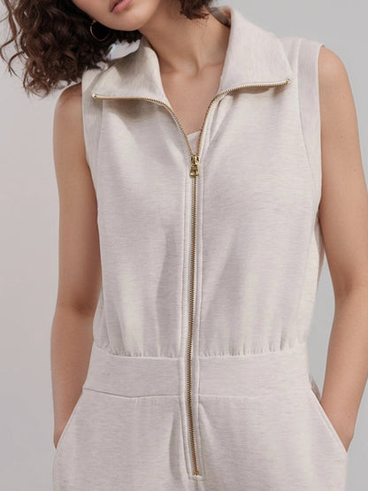 BUYCO Female Fitted Pocket Zipper Casual Jumpsuit