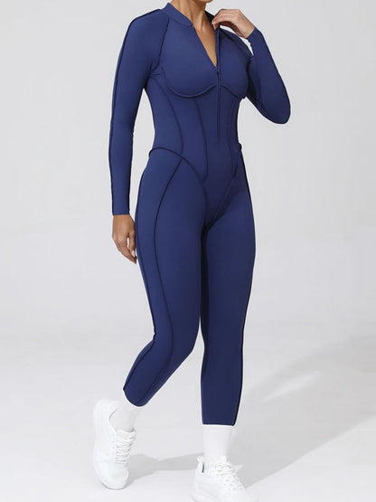 BUYCO Female Fitted Backless Zipper Ruched Back Jumpsuit