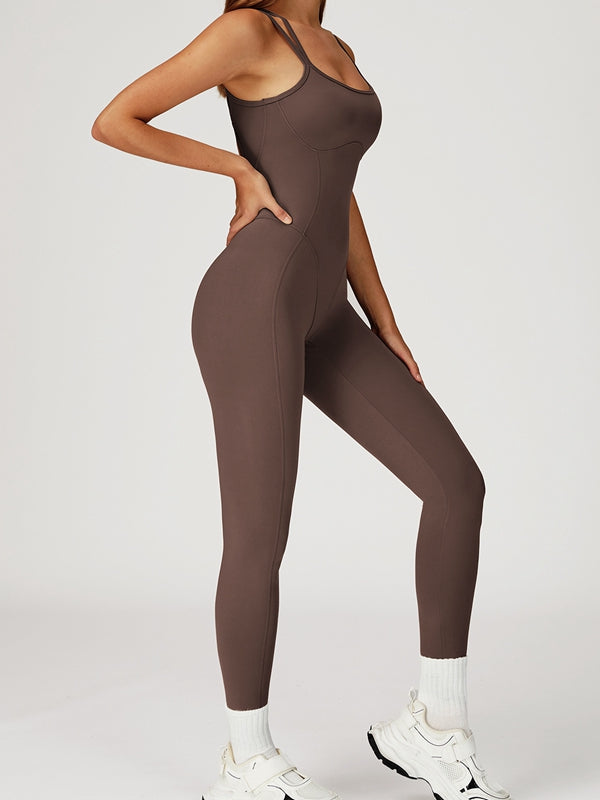 BUYCO Female Fitted Cross Back Flare Jumpsuit