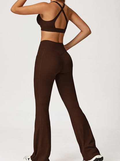 BUYCO Female V Collar Cross Back V shape-waist Flare Tracksuit