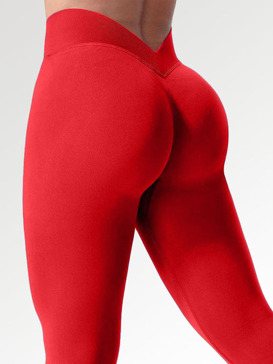 BUYCO Female Seamless Solid Color V-shaped Waist Leggings